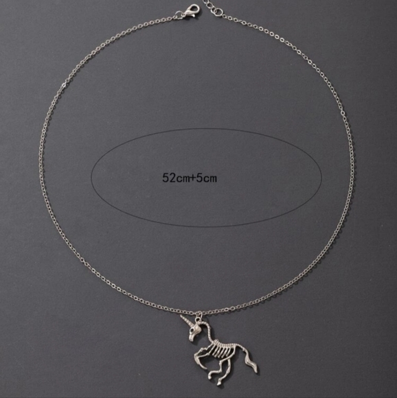 Pale Horse Skeleton Unicorn Horse Necklace Spooky Season Approved! - Picture 6 of 11